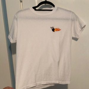 Brandy Melville white bowling flame tee